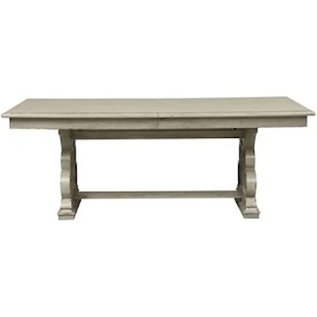 Traditional Trestle Table with Removable 18" Leaf